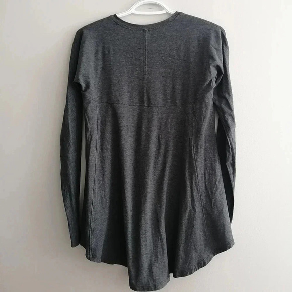 Lululemon Acadia Grey Long Sleeve Pima Cotton Hi Low Flare Flowy Hem Small - Picture 4 of 15